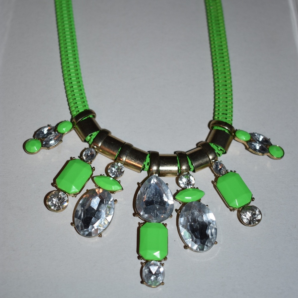 Bright green and gold "bling" necklace